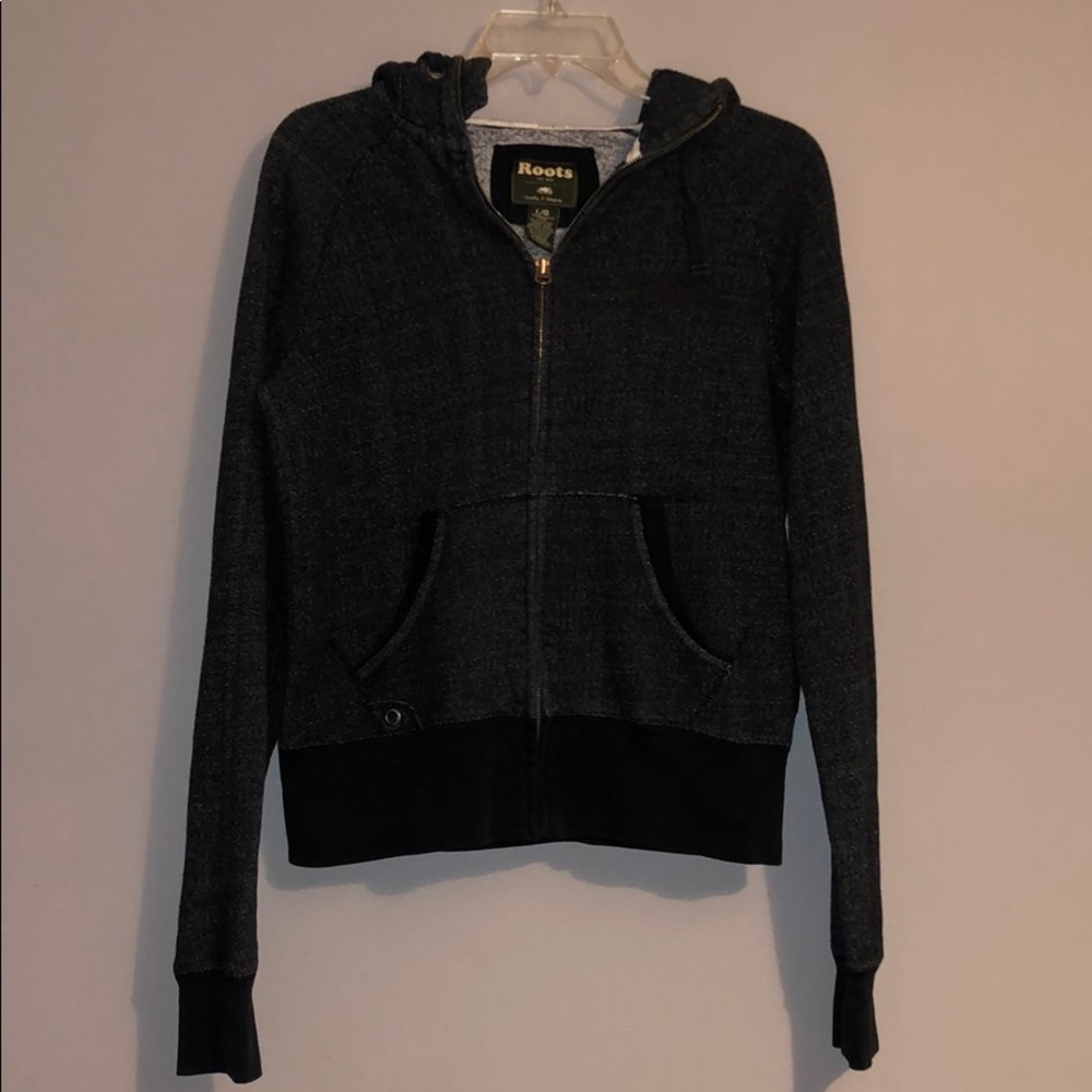 Roots Women's Dark Gray Zip Hoodie Sweater